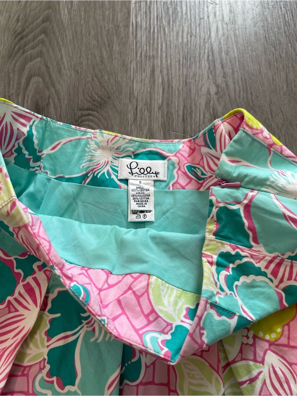 Lily Pulitzer Floral A-Line Cotton Skirt in Pink & Teal - Picture 4 of 6